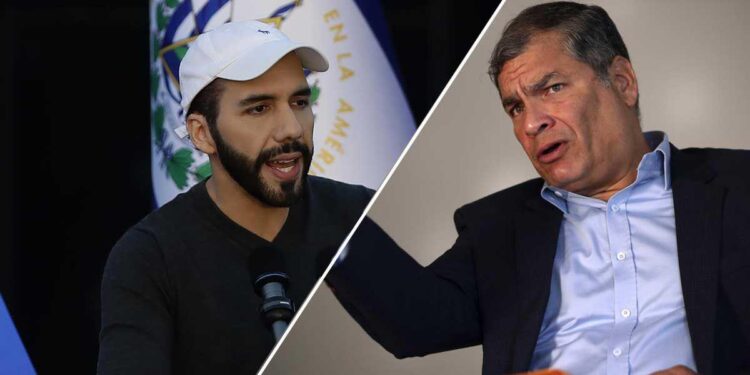 Nayib Bukele, presidente de El Salvador (izq.) y Rafael Correa, exmandatario ecuatoriano (der.). ( Composición Ecuavisa )