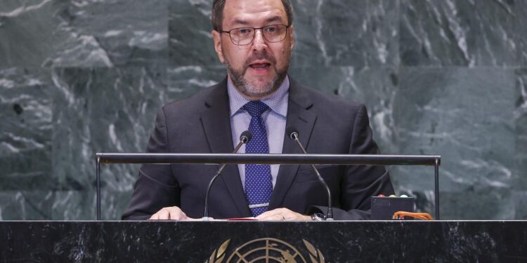 New York (United States), 23/09/2024.- Venezuelan Minister for Foreign Affairs Yvan Gil Pinto speaks during the 'Summit of the Future' being held in advance of this week'Äôs General Debate of the 79th session of the United Nations General Assembly at United Nations Headquarters in New York, New York, USA, 23 September 2024. (Nueva York) EFE/EPA/SARAH YENESEL