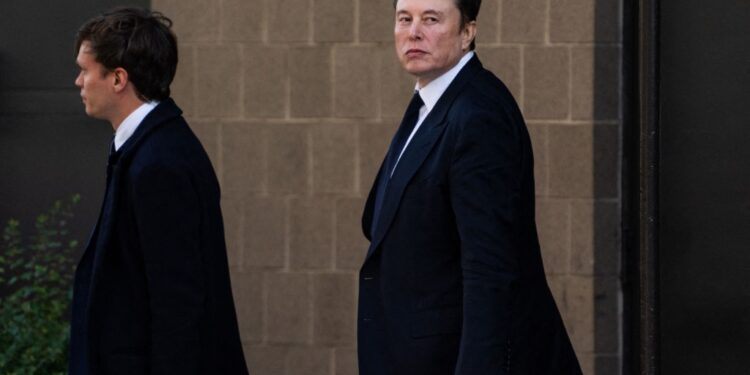 WASHINGTON, DC - NOVEMBER 13: Elon Musk departs the Hyatt Regency Capitol Hill where President-elect Donald Trump spoke to House Republicans on November 13, 2024 in Washington, DC. As both the house and Senate GOP conferences hold their leadership elections, President-elect Donald Trump is in Washington to meet with Congressional Republicans and with President Joe Biden at the White House. (Kent Nishimura/Getty Images) (Photo by Kent Nishimura / GETTY IMAGES NORTH AMERICA / Getty Images via AFP)