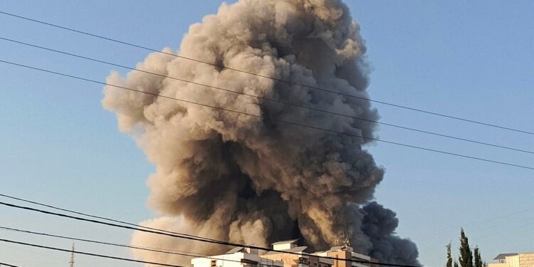 Smoke rises from the site of an Israeli airstrike in Lebanon's city of Tyre, on November 1, 2024, amid the ongoing war between Israel and Hezbollah. (Photo by KAWNAT HAJU / AFP)