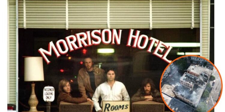 El legendario Morrison Hotel, que sirvió como recinto para que The Doors creara la portada de uno de sus discos más aclamados, albergaba a decenas de indigentes cuando ocurrió el incendio (Créditos: Henry Diltz, Michael Nolhan)