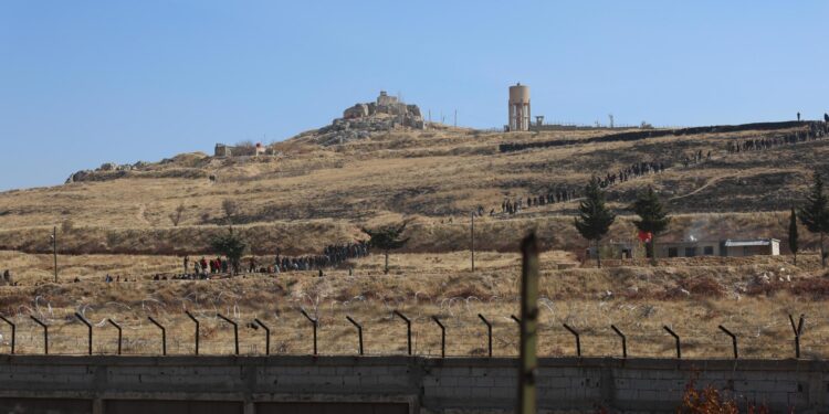 Damascus (Syrian Arab Republic), 09/12/2024.- Sednaya prison, dubbed by Amnesty International as the 'Human Slaughterhouse', is seen at the top of a hill, near Damascus, Syria, 09 December 2024. The Political Affairs Department of the Syrian Salvation Government said 30,000 prisoners have been released so far from only the first floor of Sednaya prison in Damascus. Rescue efforts continue to find prisoners. Syrian rebels entered Damascus on 08 December 2024 and announced in a televised statement the 'Liberation of the city of Damascus and the overthrow of Bashar al-Assad', as well as the release of all the prisoners. (Siria, Damasco) EFE/EPA/MOHAMMED AL RIFAI