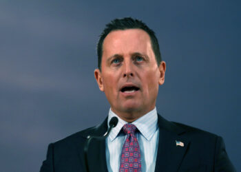 U.S. President Donald Trump's envoy for the Kosovo-Serbia dialogue, Ambassador Richard Grenell speaks during a press conference after a meeting with Serbian President Aleksandar Vucic in Belgrade, Serbia, Friday, Jan. 24, 2020. Grenell is meeting Serbian President Vucic in order to move the dialogue and normalize relations between the two sides.(AP Photo/Darko Vojinovic)