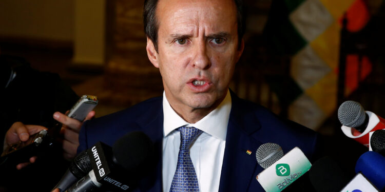 Former Bolivia's president Jorge Quiroga speaks to the media after being appointed as international delegate to explain human rights violation in Bolivia by Interim President Jeanine Anez at the presidential palace in La Paz, Bolivia, December 2, 2019. REUTERS/David Mercado